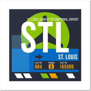 St. Louis (STL) Airport // Retro Sunset Baggage Tag Posters and Art